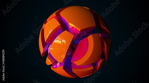 Fractured colorful sphere. Computer generated 3d render