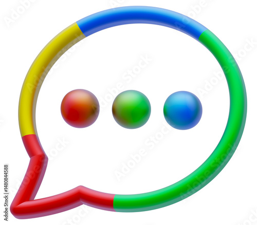 3d shape chat social media notification colorful chat dots icon Round Shape icon isolated on white background 3d illustration