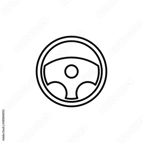 Steering wheel icon. Hands on steering wheel. Driving car. Test drive. Vector illustration isolated on white background.