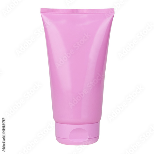 hand cream in pink packaging isolated on white background