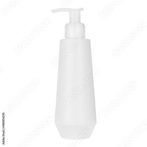 white plastic bottle with cream dispenser isolated on white background