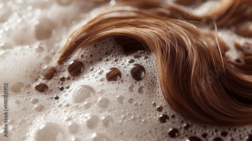 Washing brown hair in suds