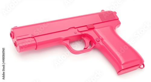 Pink Handgun - A vibrant pink handgun isolated on a white background. Perfect for illustrative purposes