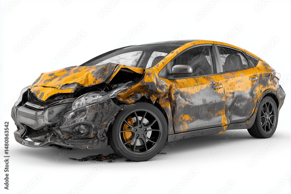 Fototapeta premium Damaged car after crash