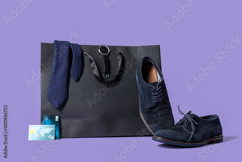Black shopping bag with wri...