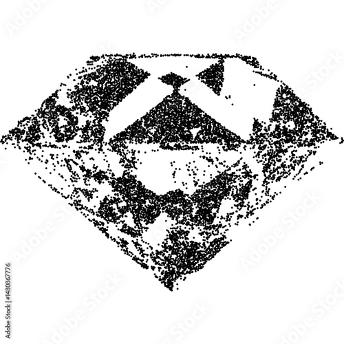 Diamond with stippled halftone effect for grunge punk collage design. Vintage photocopy texture with a touch of retro 90s vibe. Vector illustration for rebellious projects and mixed media artwork.