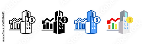 Bankruptcy icon set bundle. Multi style icon collection perfect for websites, apps, and presentations. Simple vector icon collection