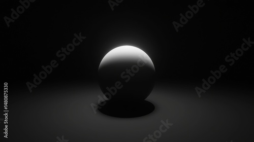 A black and white sphere with a light source at the top.
