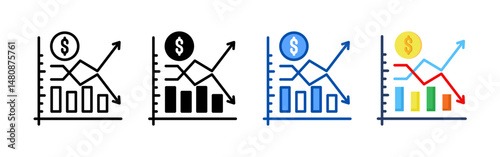 Fluctuation icon set bundle. Multi style icon collection perfect for websites, apps, and presentations. Simple vector icon collection