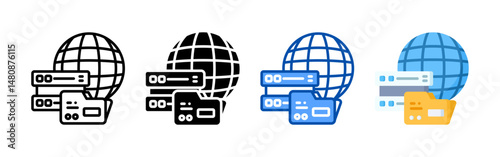 Data center icon set bundle. Multi style icon collection perfect for websites, apps, and presentations. Simple vector icon collection