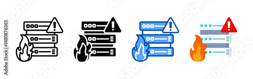 Server down icon set bundle. Multi style icon collection perfect for websites, apps, and presentations. Simple vector icon collection
