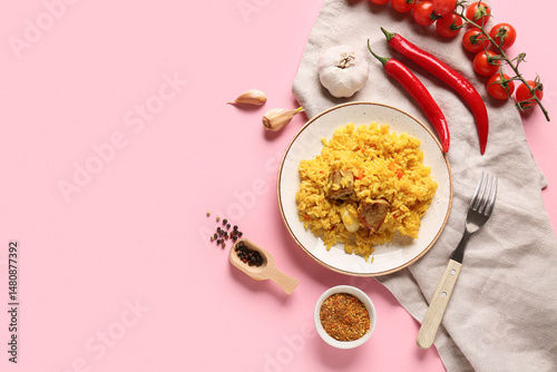 Traditional uzbek pilaf wit...