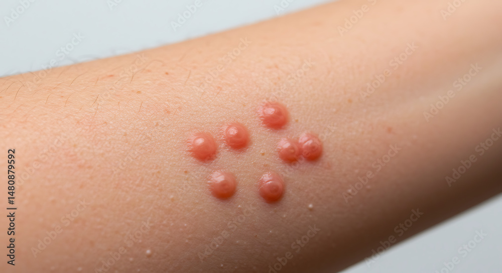Fototapeta premium Molluscum contagiosum: A common viral skin infection that causes small bumps that affect children and adults