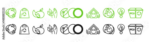 Eco icon. Save the planet. ecosystem icons. Save ecological life. Vector.