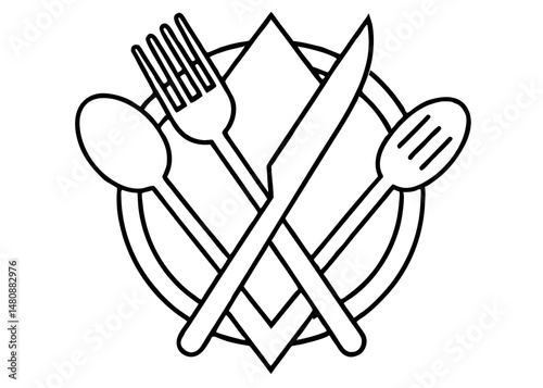 Cutlery Line Art – Minimalist Fork, Knife, Spoon Outline Drawing for Kitchen and Dining Design