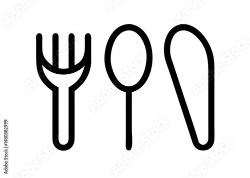 Cutlery Line Art – Minimalist Fork, Knife, Spoon Outline Drawing for Kitchen and Dining Design