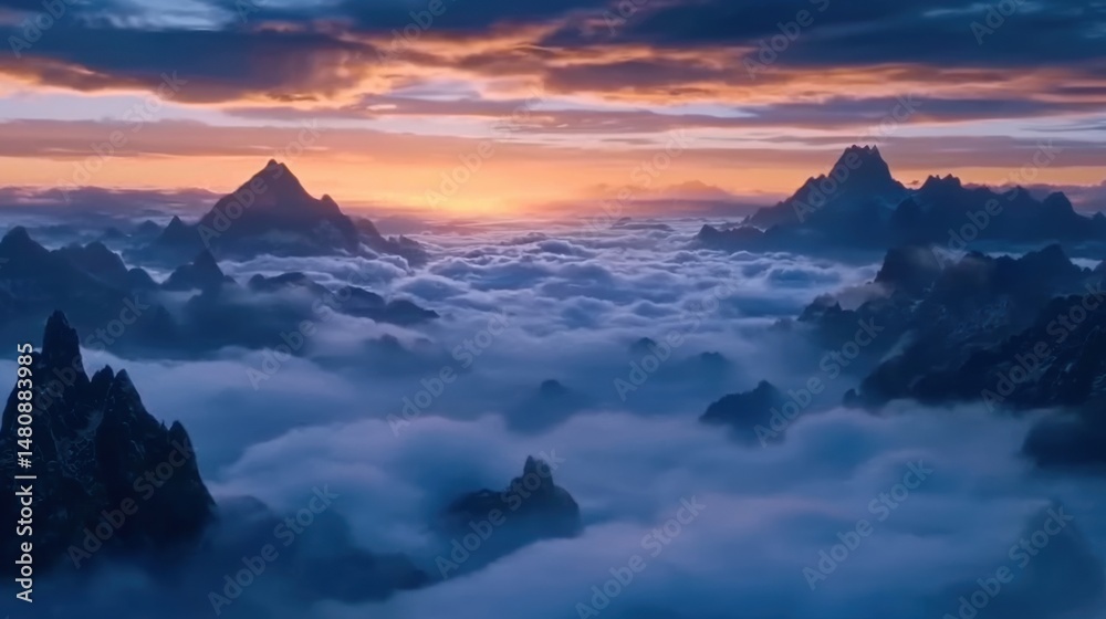 Obraz premium Majestic Mountain Range at Dusk