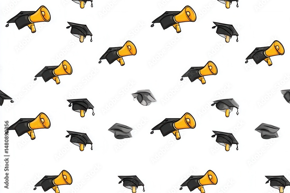 Naklejka premium Graduation banner with cap and diploma, editable template, graduation background, class of 2025 design for poster, flyer, invitation, or announcement 