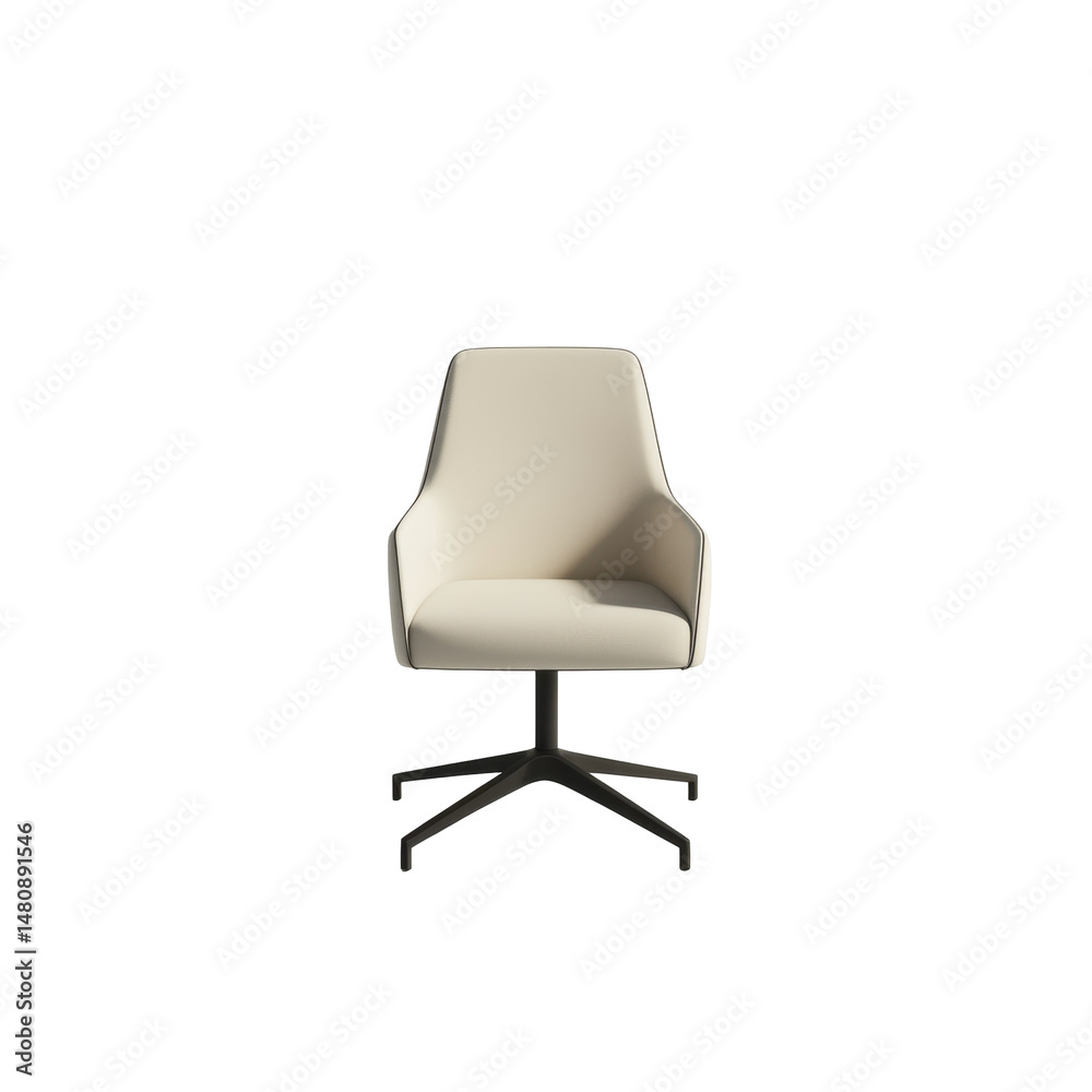 Modern Cream Swivel Chair for Stylish Home or Office Decor on transparent background