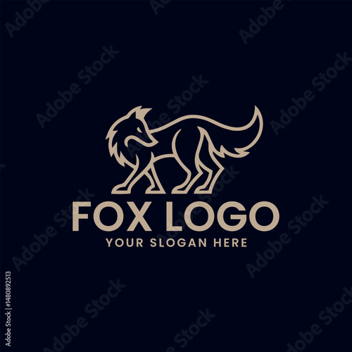 wolf fox logo design vector