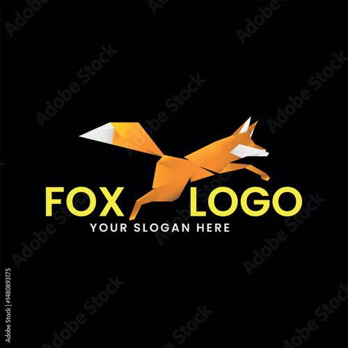 wolf fox logo design vector