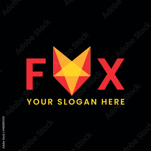 wolf fox logo design vector