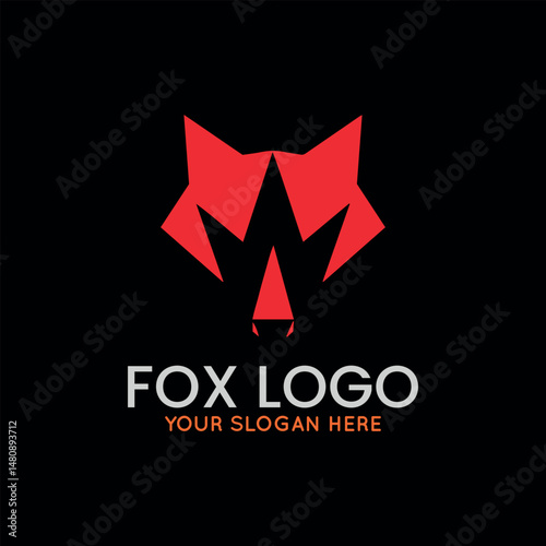 wolf fox logo design vector