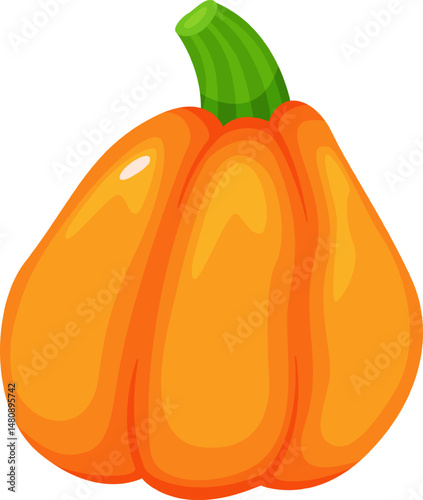 Vibrant orange pumpkin showcasing a sturdy green stem, capturing the essence of autumn harvest and festive celebrations, perfect for Thanksgiving and Halloween decorations
