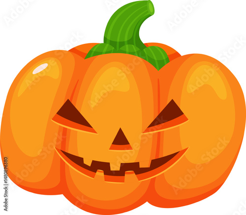 Jack o lantern featuring spooky triangular eyes and a toothy grin captures the Halloween spirit, creating a lively and eerie atmosphere perfect for autumn celebrations