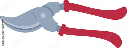 Gardening shears featuring bright red handles, designed for efficiently pruning plants and flowers in gardens, orchards, or vegetable patches, ensuring precise cutting and trimming
