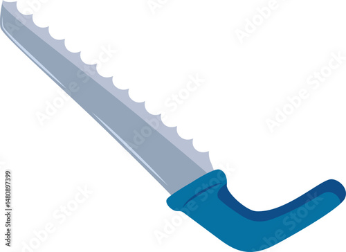 Bread knife featuring a blue handle, expertly cutting through slices of various bread types. Perfectly suited for bakeries, restaurants, and home kitchens alike