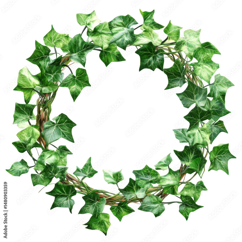 Naklejka premium Green ivy wreath, botanical isolated on transparent background