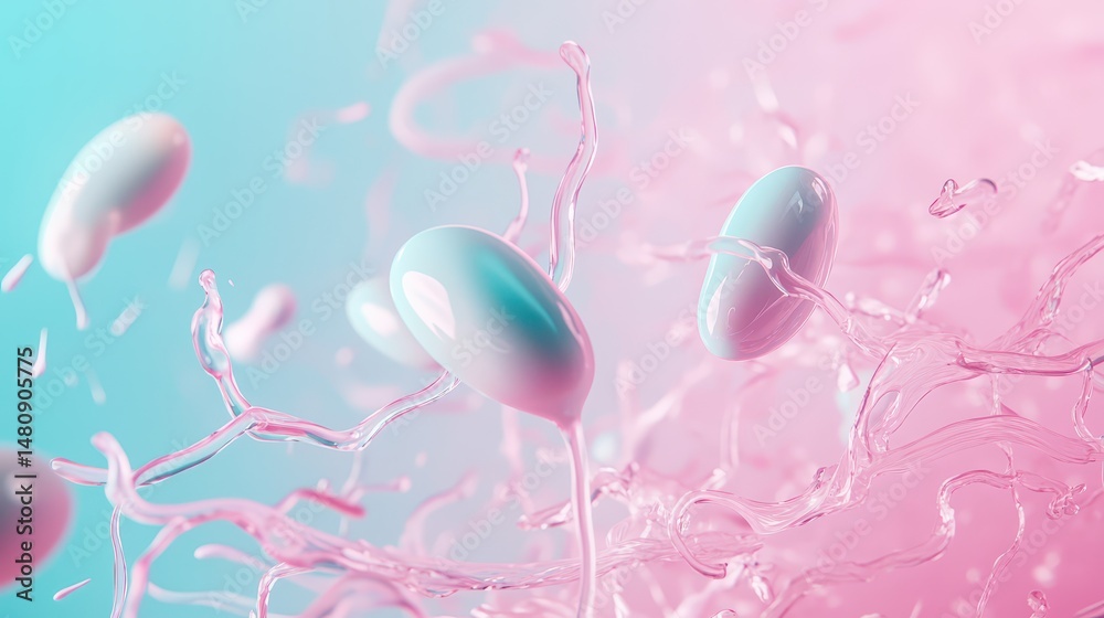 Fototapeta premium Colorful liquid droplets creating dynamic splash