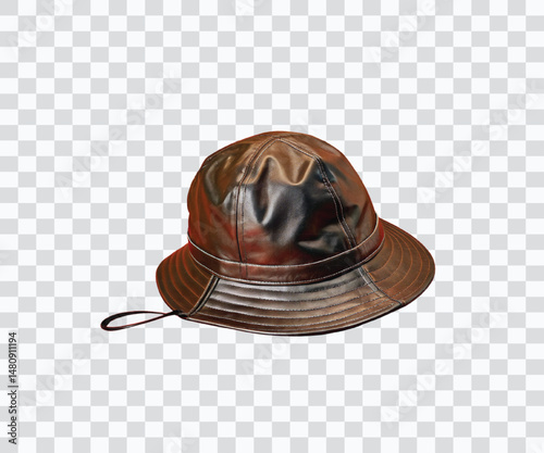 Stylish Brown Leather Bucket Hat Fashionable Headwear for Men and Women