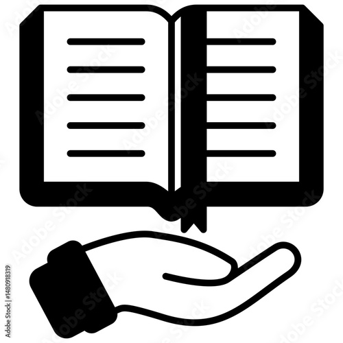 Literacy glyph icon. Use for international literacy day, education, back to school theme and more. for print, UI, UX kit, web and app development.