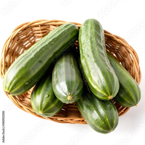 Cucumbers in Rustic Style with Earthy Tones Representing Fresh Produce Against a White Background