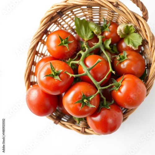 Tomatoes in Rustic Style with Vibrant Red Colors Representing Fresh Produce Against a White Background