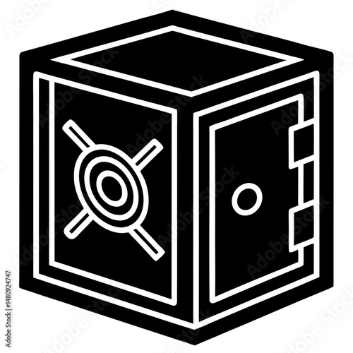 Isolated safe box in silhouette vector illustration