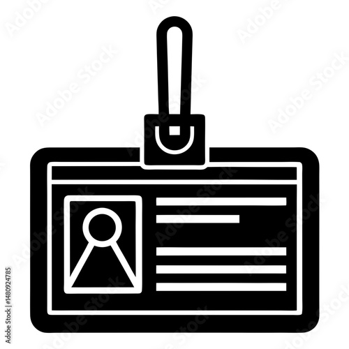 Hanging id badge identification silhouette vector illustration