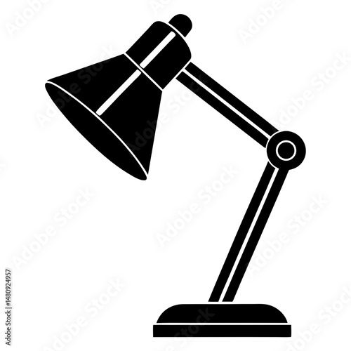 Desk lamp design in silhouette vector illustration