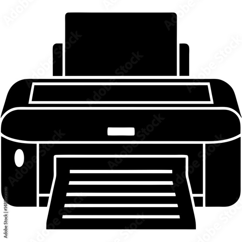 Printer machine in silhouette vector illustration