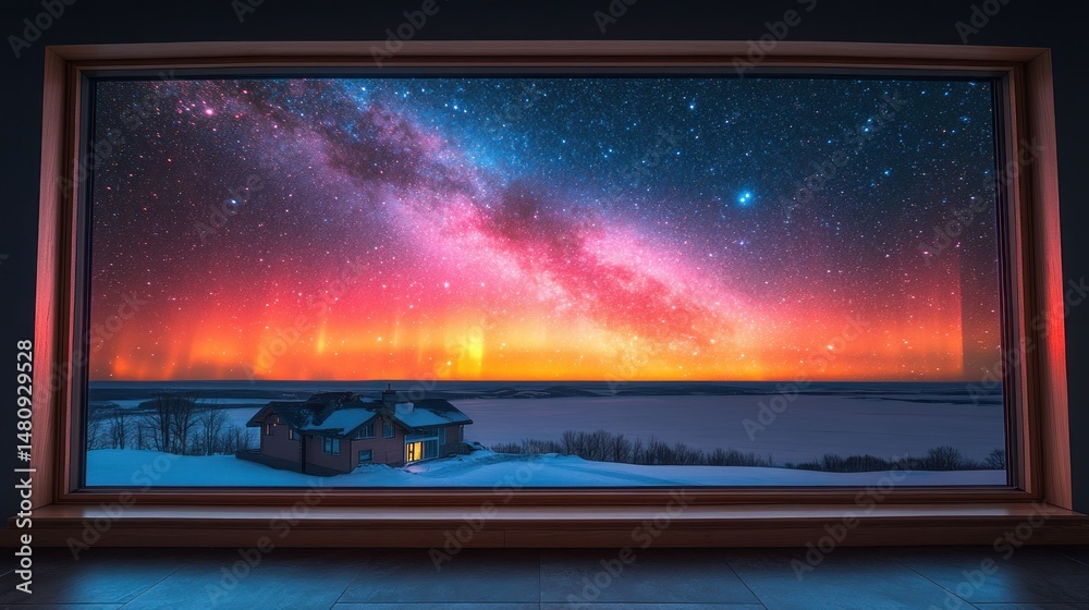 Naklejka premium Night sky view from a window