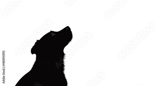 Wallpaper Mural Puppy silhouette looking upward black and white minimalist pet image Torontodigital.ca
