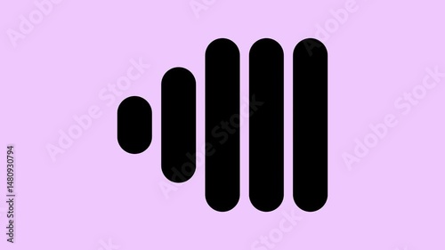 Iridescent vertical ribbons on a pink background animating the loading/waiting process. Waiting animation. Loading animation. Downloading animation. Fashion pause.