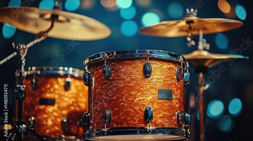 Drum set on stage photo