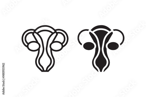 Female reproductive system organ icons vector Vector
