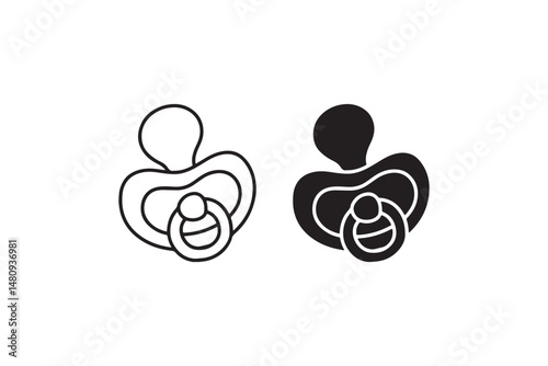 Baby pacifier icon in outline and solid Vector