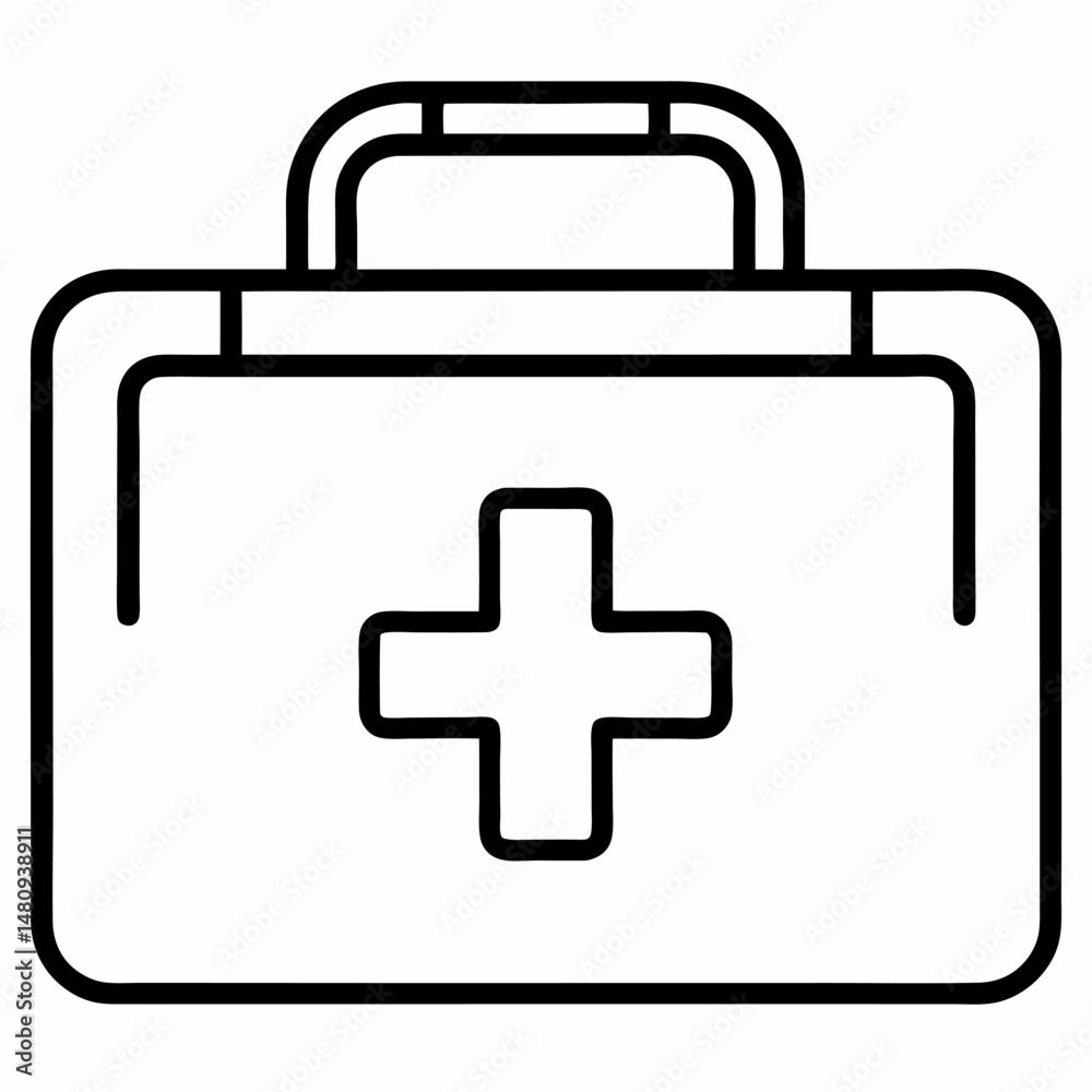 A simple line drawing of a first-aid kit. A simple line drawing of a first-aid kit.