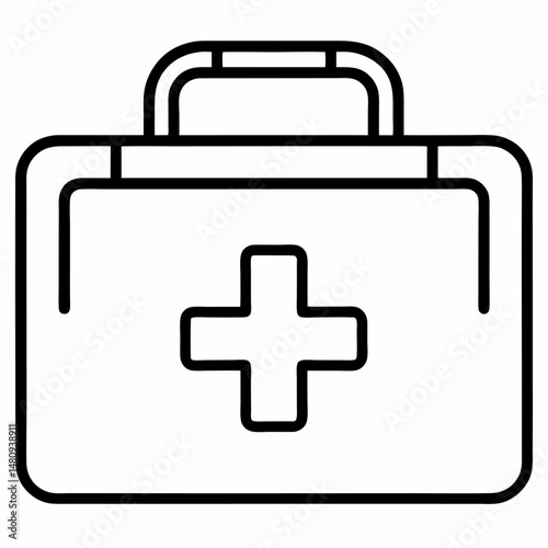A simple line drawing of a first-aid kit.
