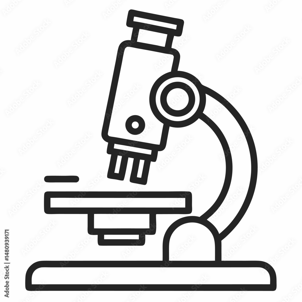 A line drawing of a microscope. A line drawing of a microscope.